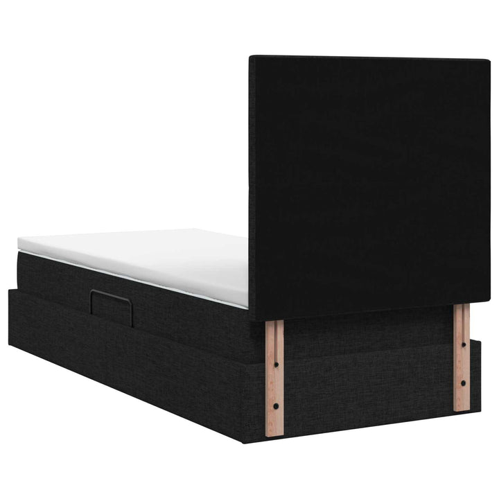 LED opbevarings seng med madras Sort 90 x 200 cm Stof