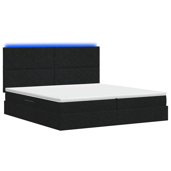 LED opbevarings seng med madras Sort 200 x 200 cm Stof