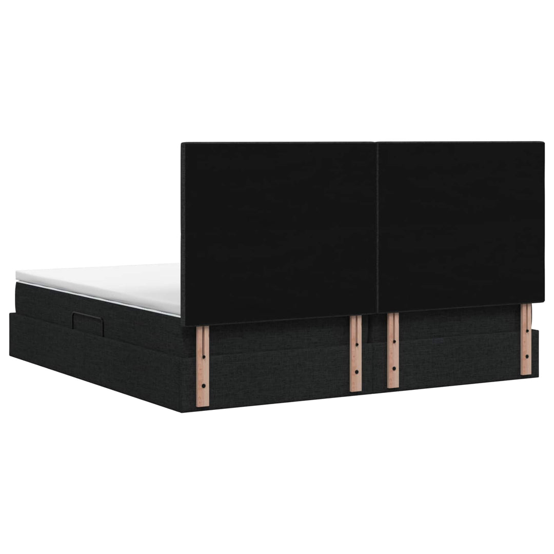 LED opbevarings seng med madras Sort 200 x 200 cm Stof