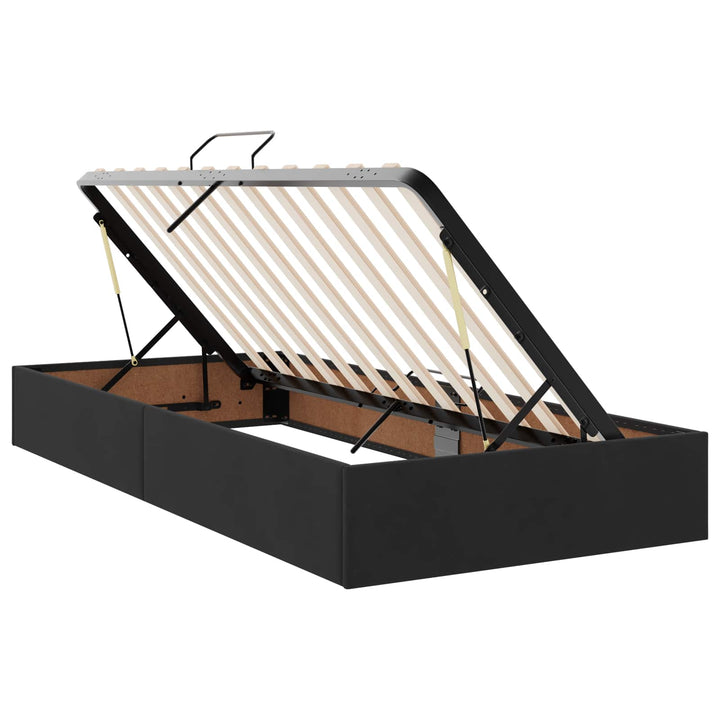 LED opbevarings seng med madras Sort 100 x 200 cm Fløjl
