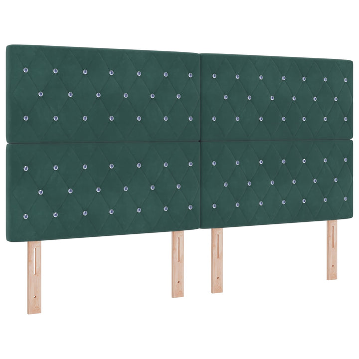 LED opbevarings seng med madras Mørkegrøn 180 x 200 cm Fløjl
