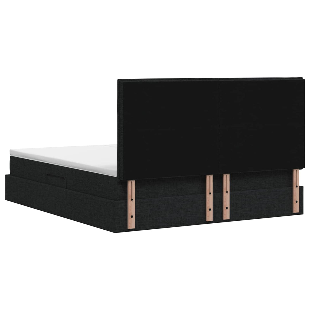 LED opbevarings seng med madras Sort 180 x 200 cm Stof