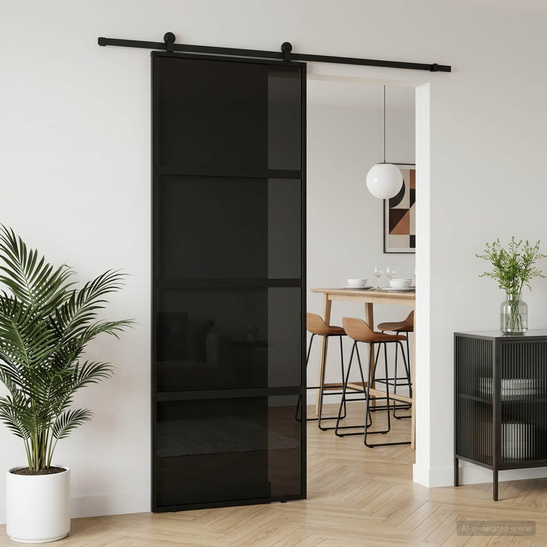 Skydedør 76 x 205 cm Hærdet Glas og Aluminium