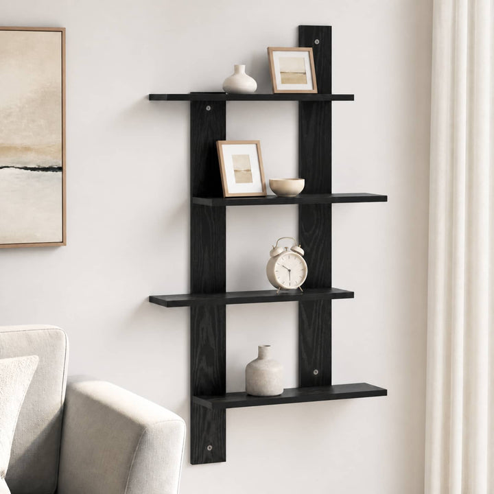 Væghylde Sort eg 61 x 13,5 x 105 cm Konstrueret træ