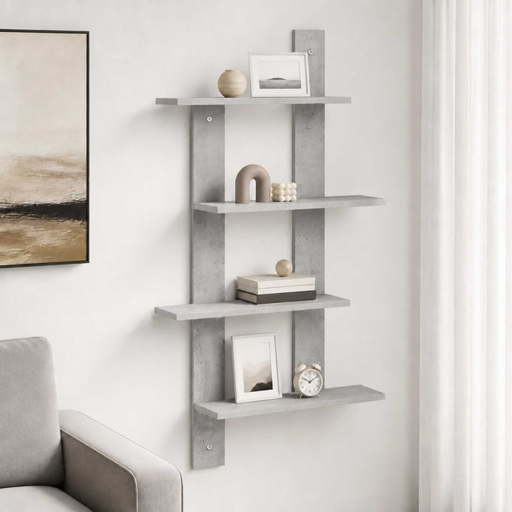 Væghylde Betongrå 61 x 13,5 x 105 cm Konstrueret træ