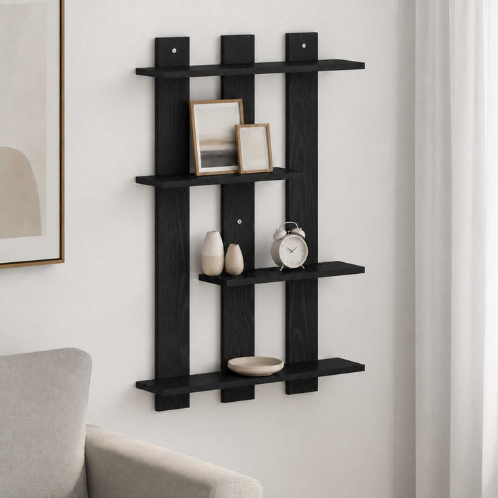 Væghylde Sort eg 61 x 13,5 x 88 cm Konstrueret træ