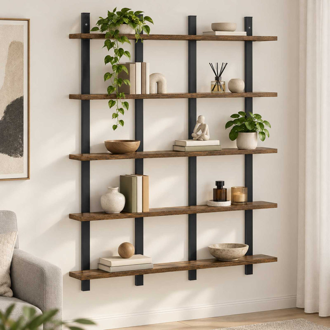 Væghylde Røget eg 102 x 13,5 x 102 cm Konstrueret træ