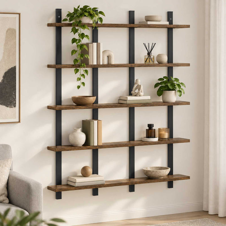 Væghylde Røget eg 102 x 13,5 x 102 cm Konstrueret træ