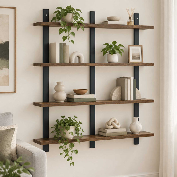 Væghylde Røget eg 79,5 x 13,5 x 80 cm Konstrueret træ