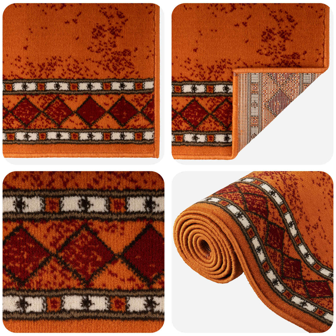 Runner Tæppe FLORNES Vævet Orange PP 7 mm