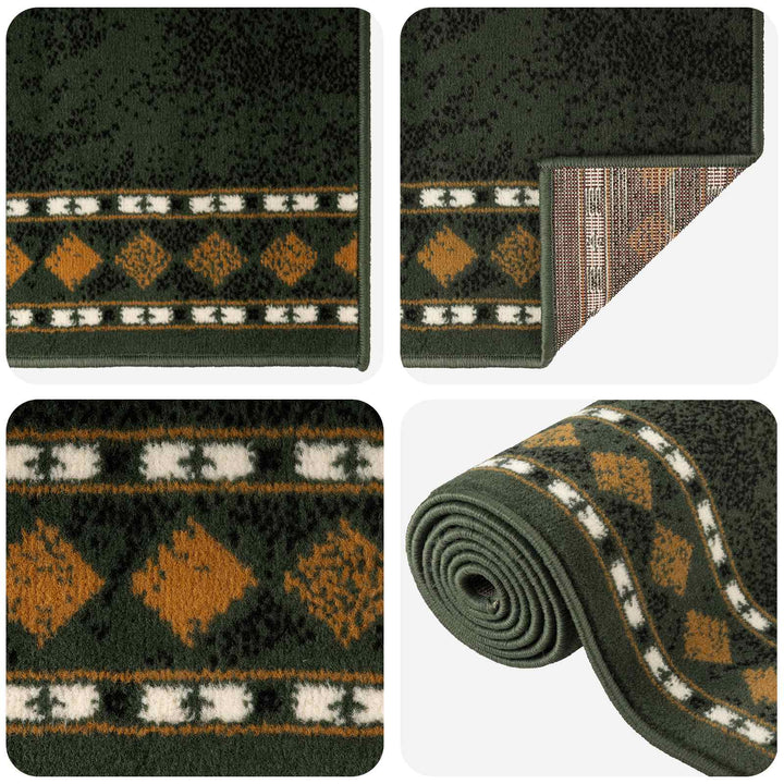Runner Tæppe FLORNES Vævet Grøn PP 7 mm