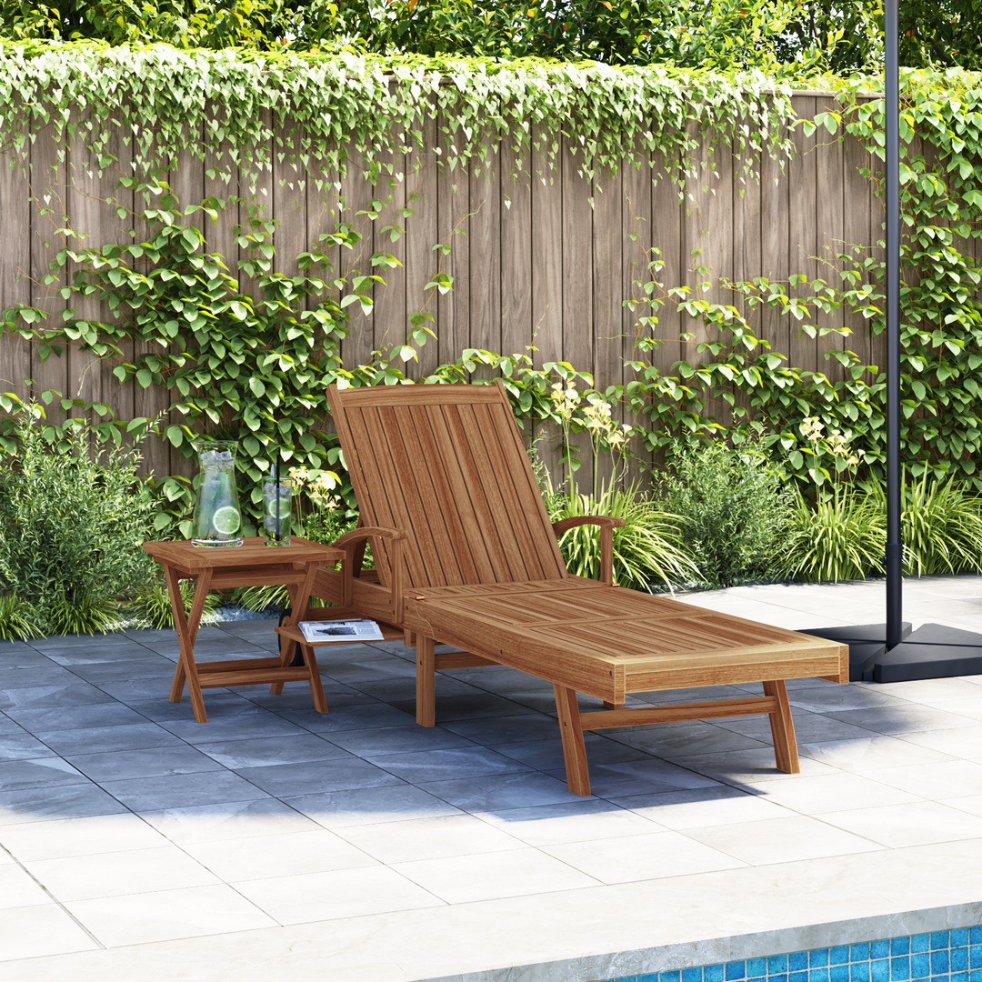 Liggestol 2 pcs Massiv Teaktræ Brun
