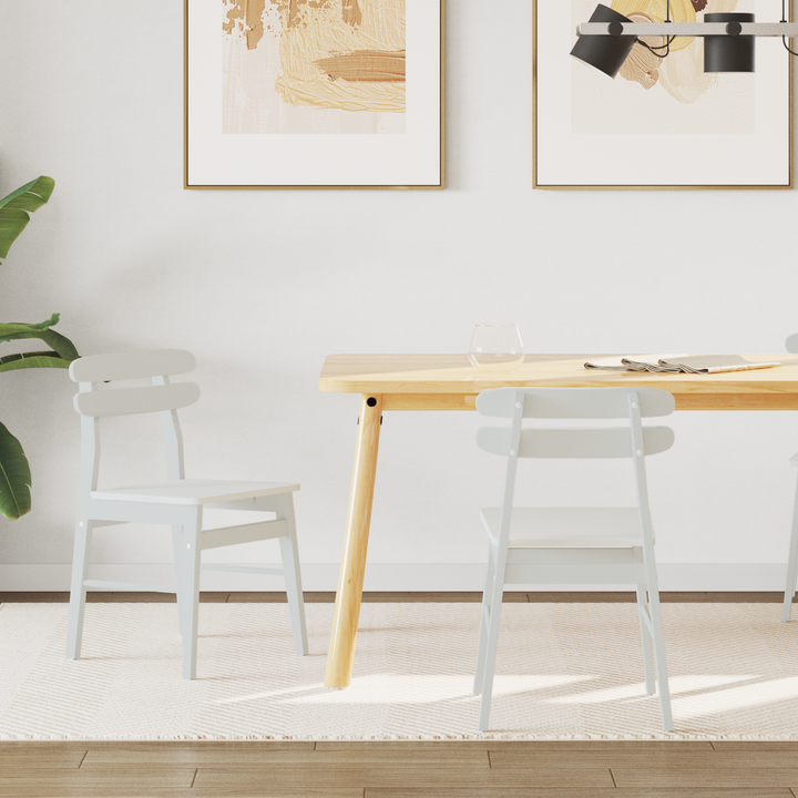 Spisestuestol 2 pcs Hvid Massiv Gummitræ