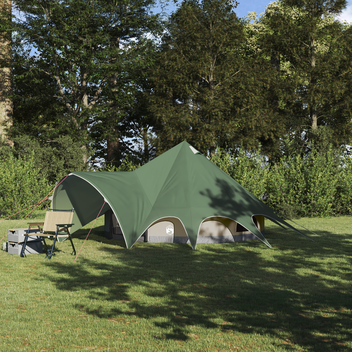 Teepee Telt 3-Person med tag Grøn og Grå 312 x 312 x 197 cm
