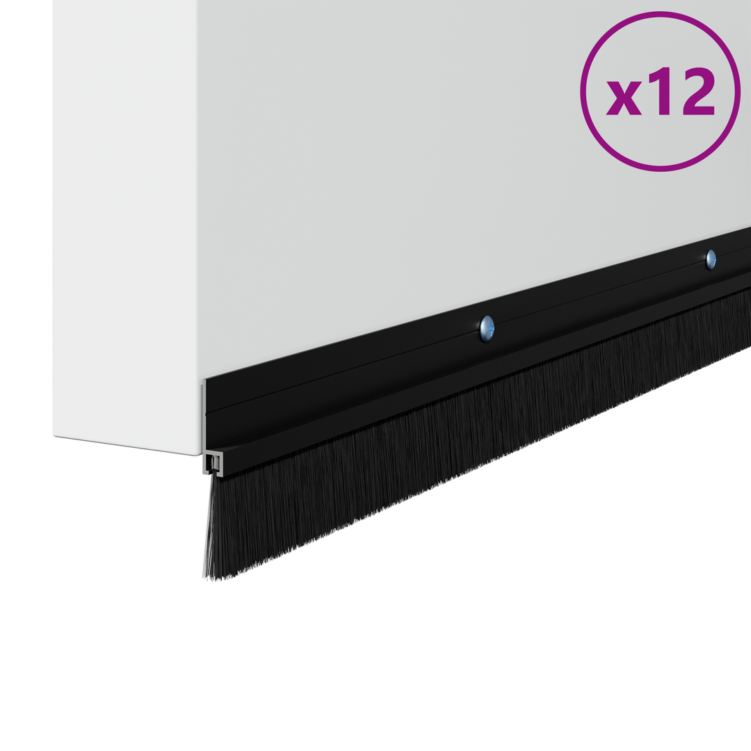 Skruemonterede dørbørste tætninger 12 pcs Sort 100 cm