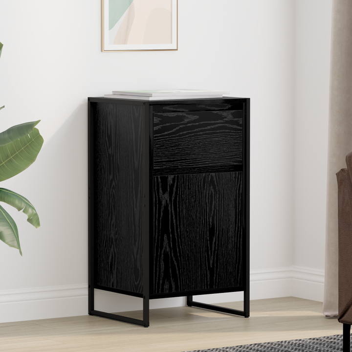 Sideboard med skuffe Sort eg 43 x 36 x 75,5 cm Konstrueret træ