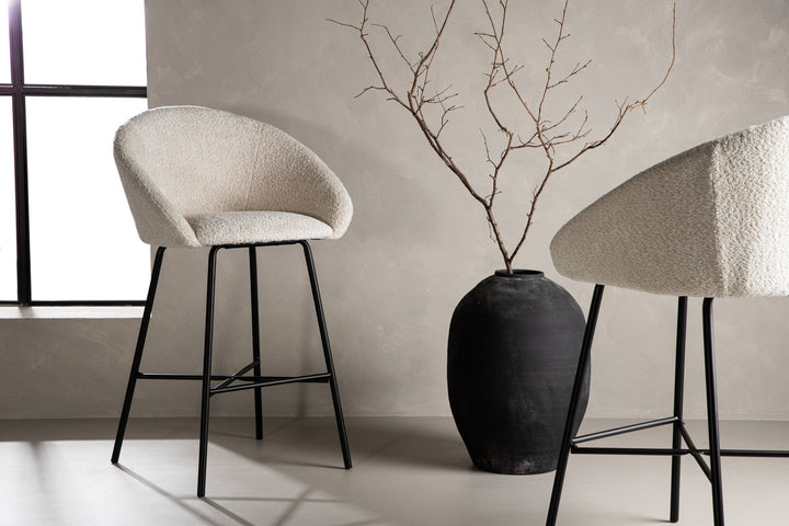 Venture Home Velvet Bar Chair 2-pack - Black/White Teddy
