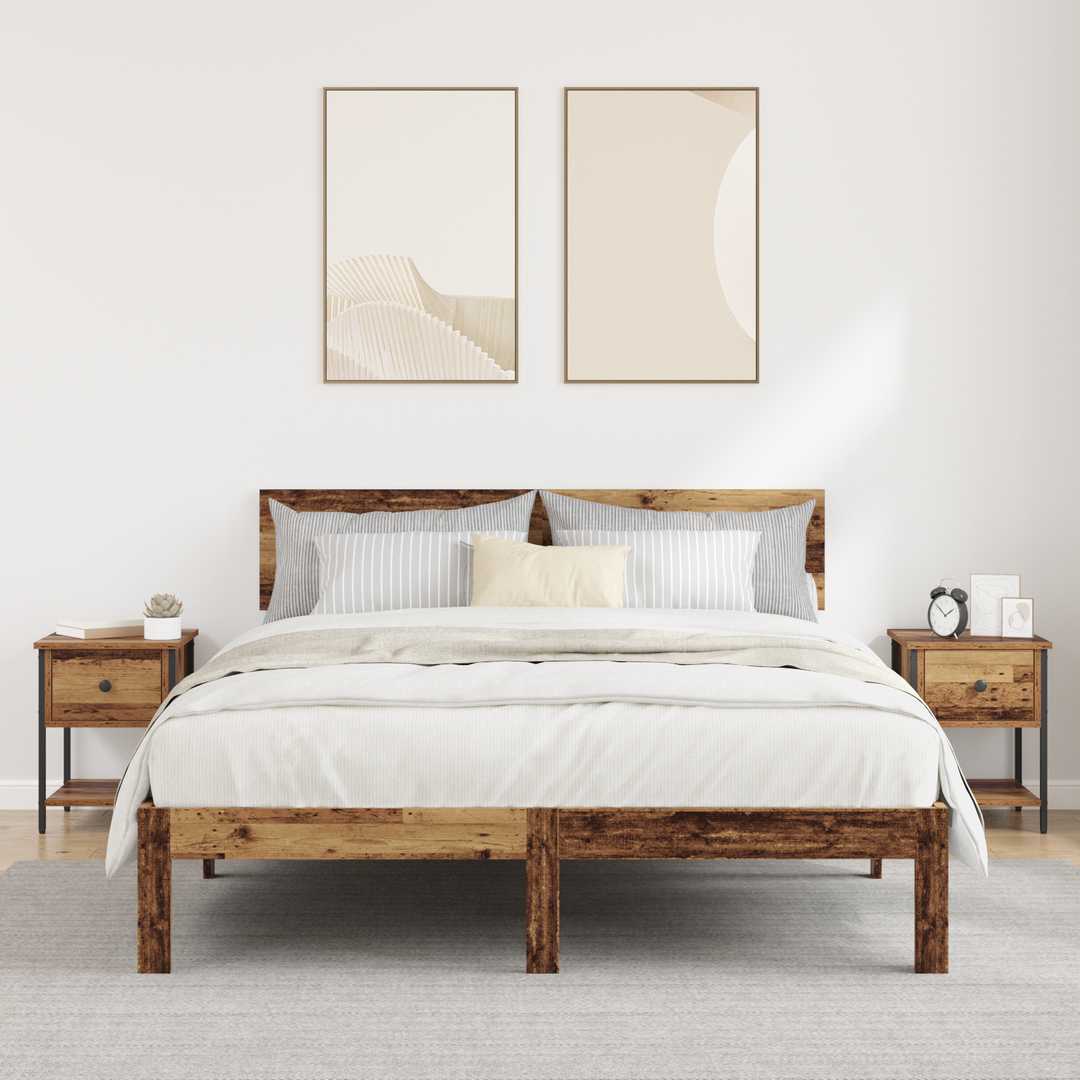 Sengebord 2 pcs Gammelt træ 34 x 35,5 x 45 cm Konstrueret træ