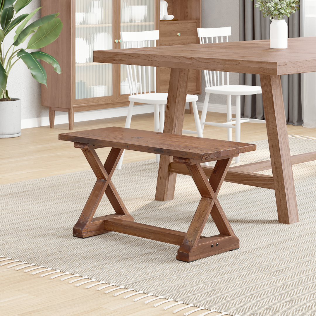 bænk Naturfarvet 85 x 35 x 46 cm Massivt genbrugstræ