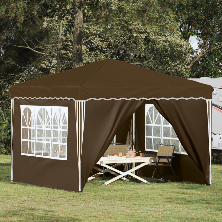 Pop-up Festtelt 288 x 288 x 245 cm Gråbrun Oxford stof