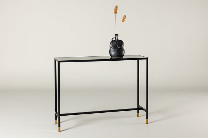 Venture Home Dipp Side Table with Shelf 100*30*75 - Black / Brass