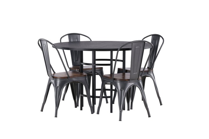 Venture Home Copenhagen Dining Table - Black / Black Veneer +Tempe Dining Chair - Dark grey / Dark Brown MDF _4