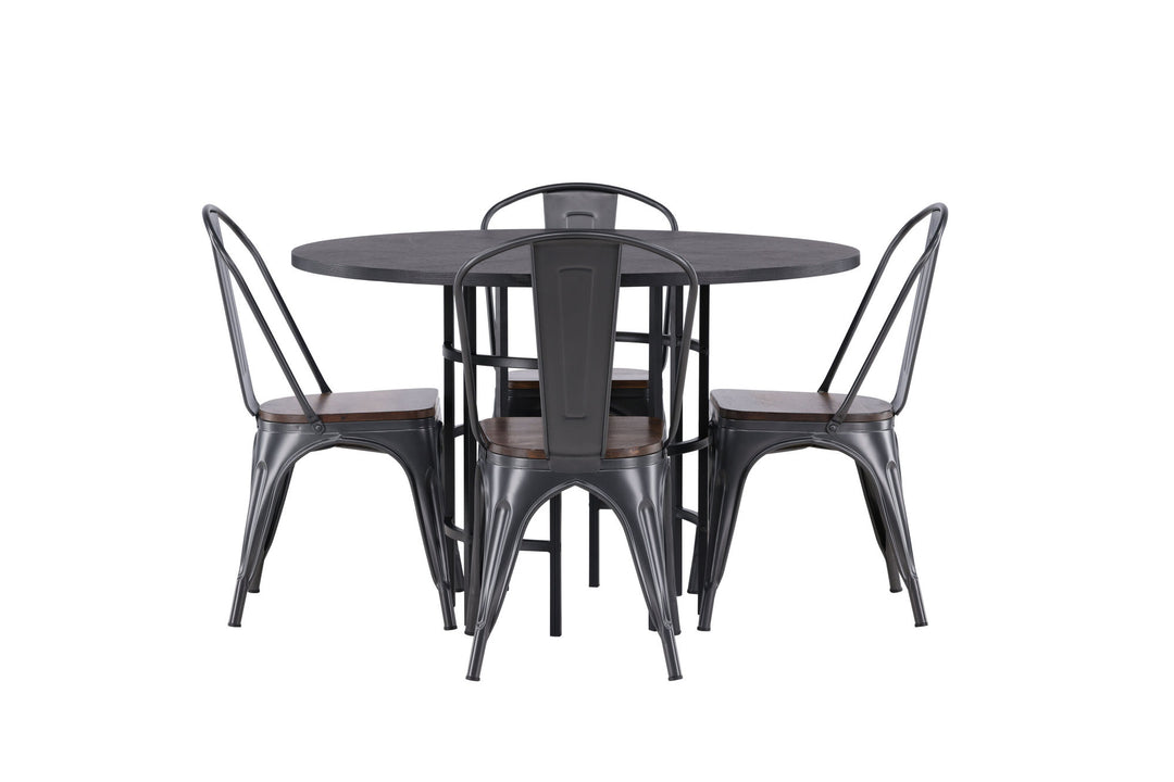 Venture Home Copenhagen Dining Table - Black / Black Veneer +Tempe Dining Chair - Dark grey / Dark Brown MDF _4