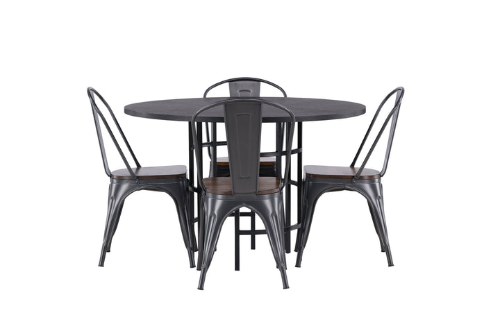Venture Home Copenhagen Dining Table - Black / Black Veneer +Tempe Dining Chair - Dark grey / Dark Brown MDF _4