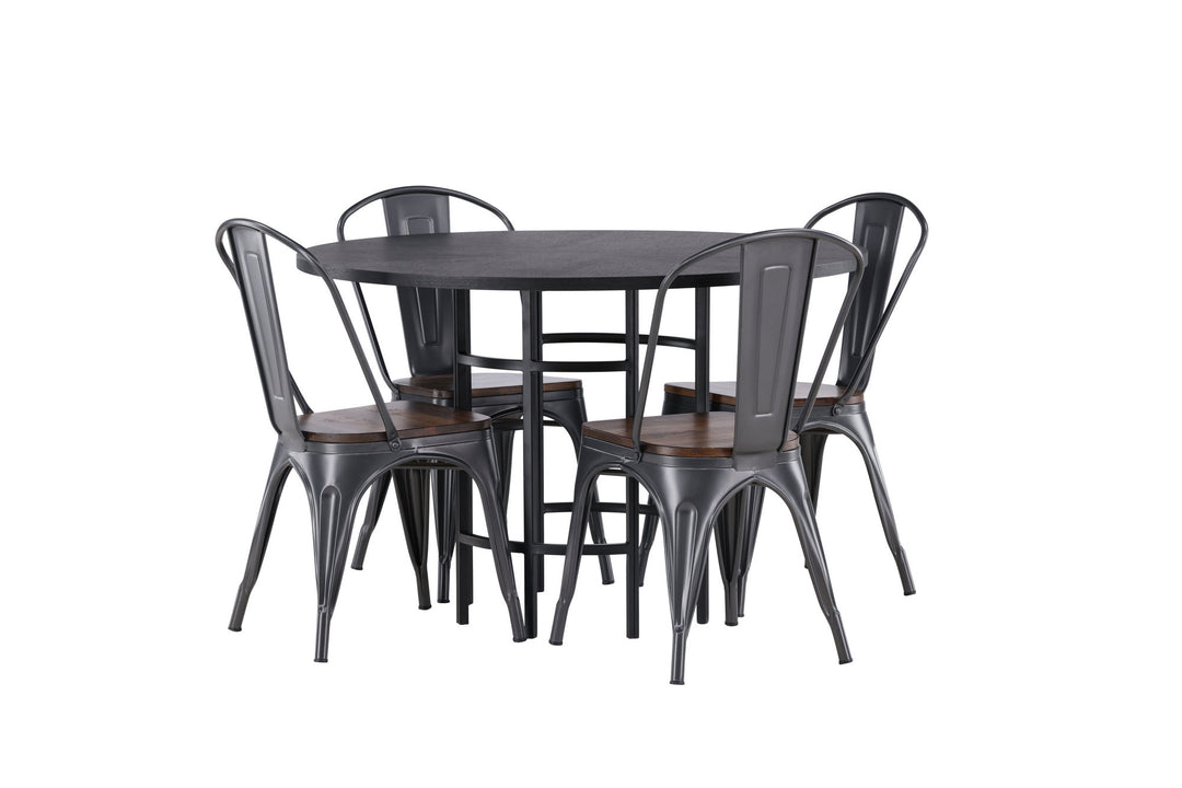 Venture Home Copenhagen Dining Table - Black / Black Veneer +Tempe Dining Chair - Dark grey / Dark Brown MDF _4