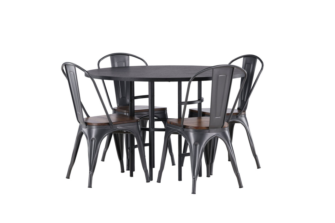 Venture Home Copenhagen Dining Table - Black / Black Veneer +Tempe Dining Chair - Dark grey / Dark Brown MDF _4