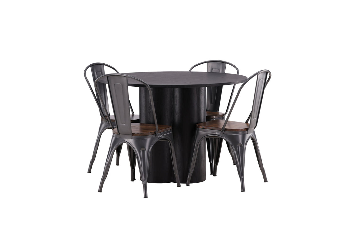 Venture Home OliviaDiningTable-Black/BlackVeneer+TempeDiningChair-Darkgrey/DarkBrownMDF_4