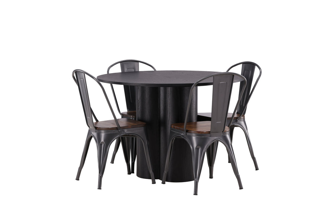 Venture Home OliviaDiningTable-Black/BlackVeneer+TempeDiningChair-Darkgrey/DarkBrownMDF_4