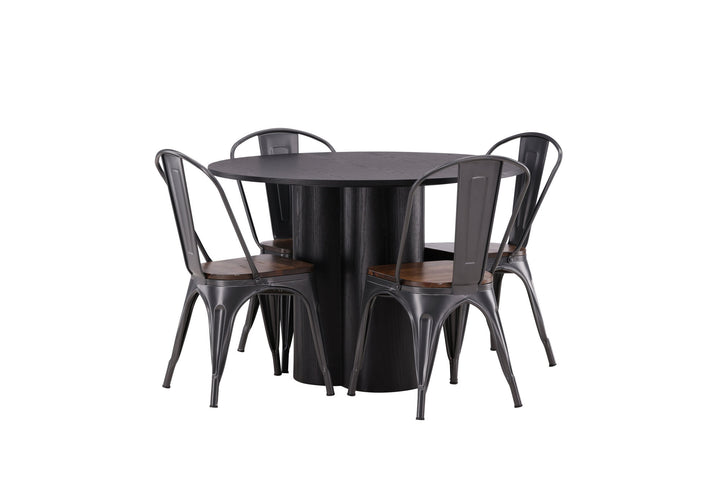 Venture Home OliviaDiningTable-Black/BlackVeneer+TempeDiningChair-Darkgrey/DarkBrownMDF_4