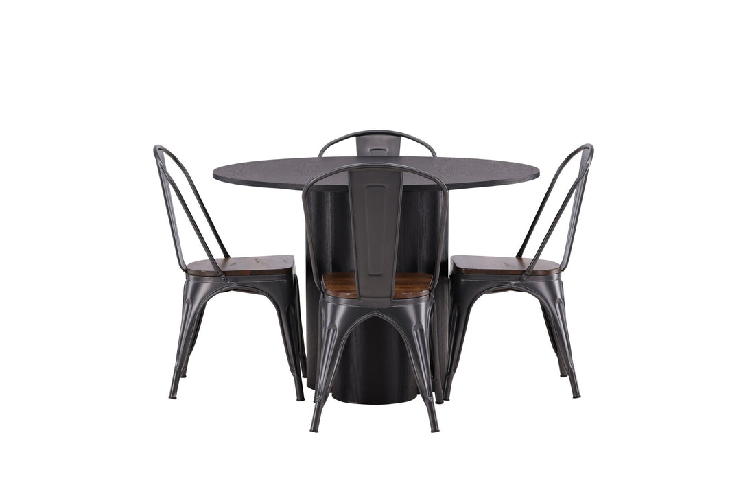 Venture Home OliviaDiningTable-Black/BlackVeneer+TempeDiningChair-Darkgrey/DarkBrownMDF_4