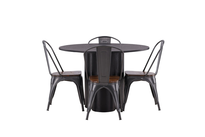 Venture Home OliviaDiningTable-Black/BlackVeneer+TempeDiningChair-Darkgrey/DarkBrownMDF_4