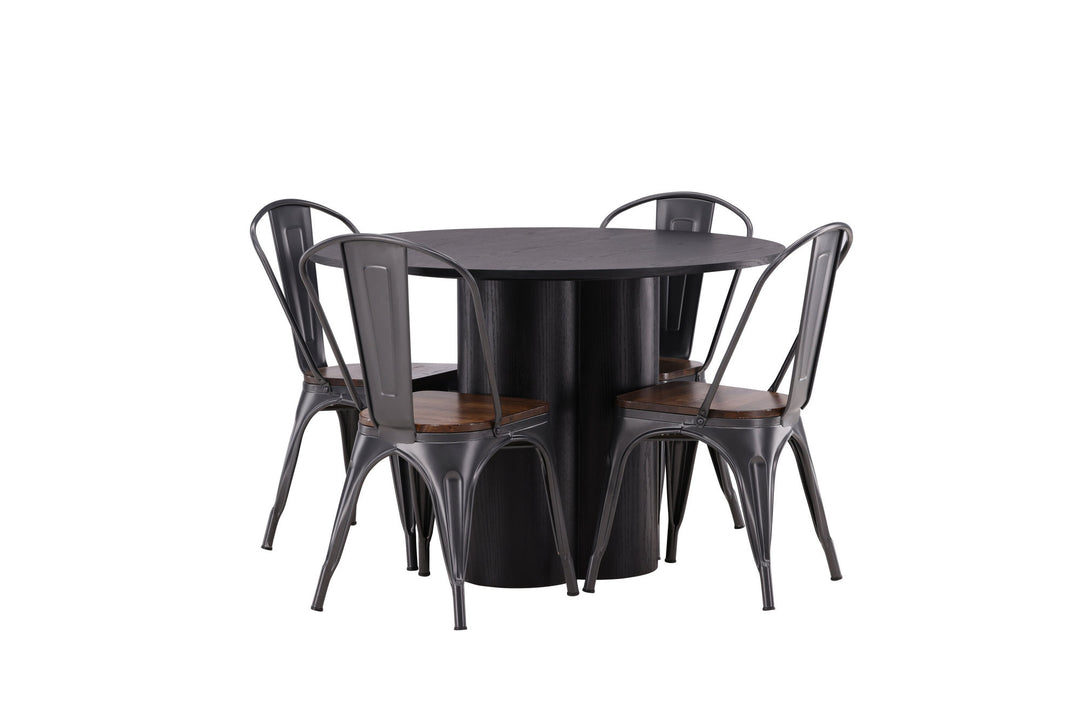Venture Home OliviaDiningTable-Black/BlackVeneer+TempeDiningChair-Darkgrey/DarkBrownMDF_4