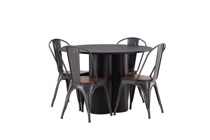 Venture Home OliviaDiningTable-Black/BlackVeneer+TempeDiningChair-Darkgrey/DarkBrownMDF_4