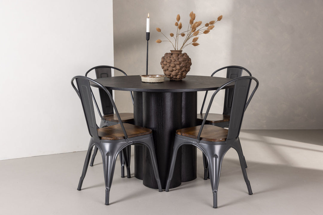 Venture Home OliviaDiningTable-Black/BlackVeneer+TempeDiningChair-Darkgrey/DarkBrownMDF_4