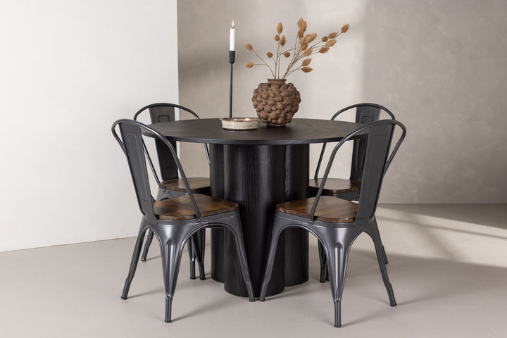 Venture Home OliviaDiningTable-Black/BlackVeneer+TempeDiningChair-Darkgrey/DarkBrownMDF_4