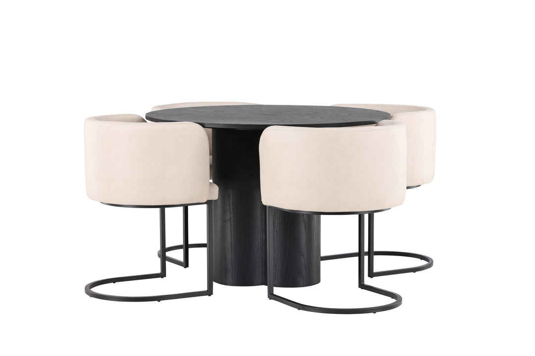 Venture Home OliviaDiningTable-Black/BlackVeneer+SimrishmanDiningChair-Black/BeigeTC-fabric_4