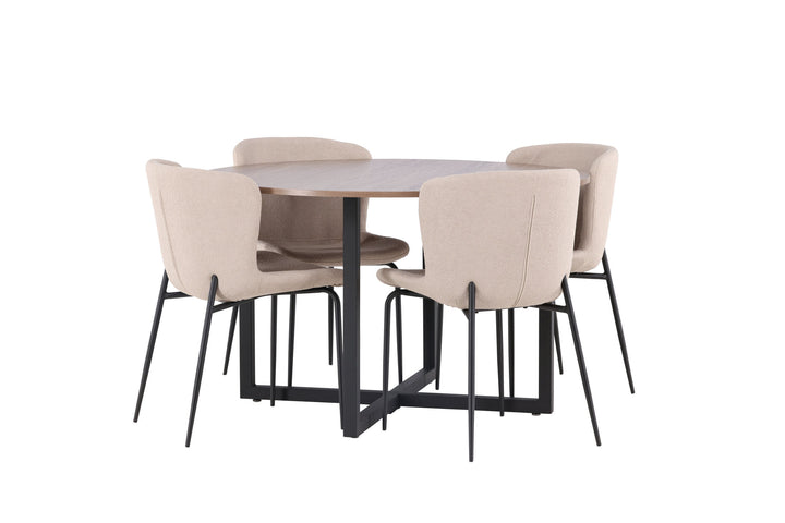 Venture Home Durango Dining Table - Black / Walnut MDF +Modesto Dining Chair - Grey / Smoked Black Boucle _4