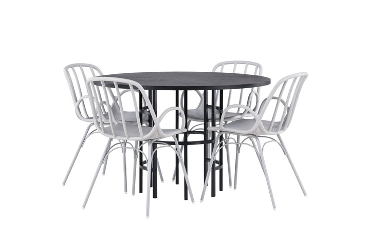 Venture Home Copenhagen Dining Table - Black / Black Veneer +Dyrön Dining Chair - Greige Polypropylene _4