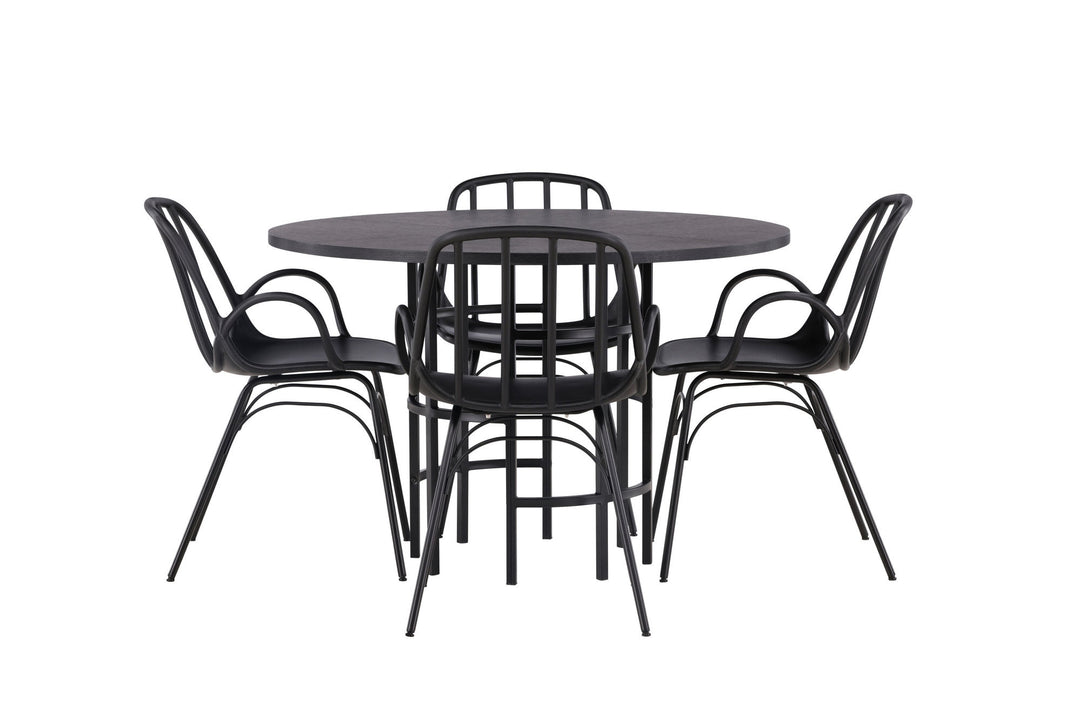 Venture Home Copenhagen Dining Table - Black / Black Veneer +Dyrön Dining Chair - Black Polypropylene _4