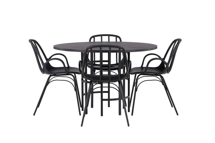 Venture Home Copenhagen Dining Table - Black / Black Veneer +Dyrön Dining Chair - Black Polypropylene _4