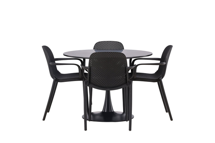 Venture Home Glade Dining Table - Black / Black MDF +Baltimore Dining Chair - Black / Black Plastic _4