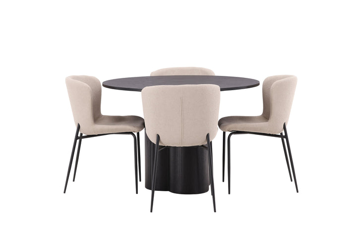 Venture Home OliviaDiningTable-Black/BlackVeneer+ModestoDiningChair-Beige/BeigeBoucle_4
