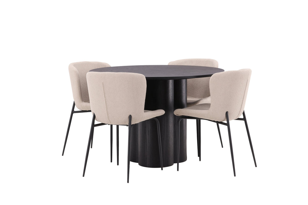 Venture Home OliviaDiningTable-Black/BlackVeneer+ModestoDiningChair-Beige/BeigeBoucle_4