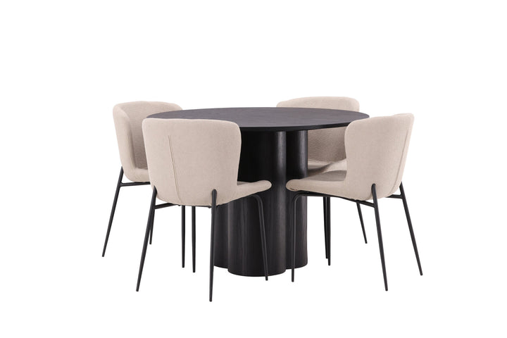 Venture Home OliviaDiningTable-Black/BlackVeneer+ModestoDiningChair-Beige/BeigeBoucle_4