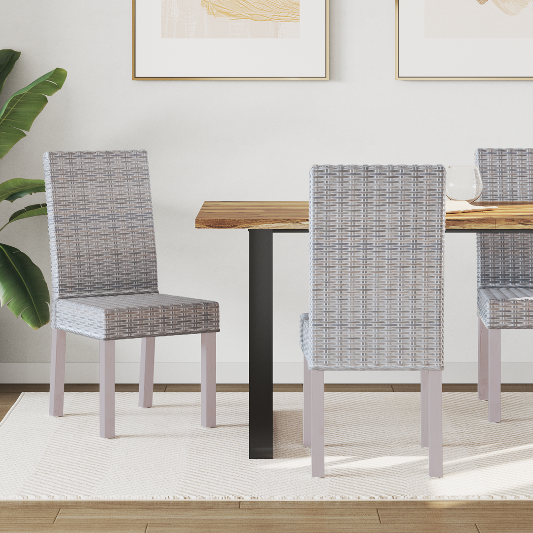Spisestuestol 2 pcs Kubu Rattan og massiv mahogni træ Hvidvask