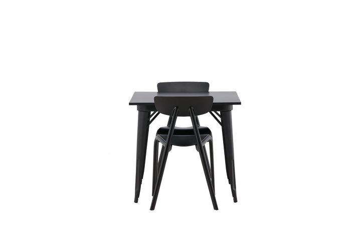 Venture Home Tempe Dining Table - Black / Black MDF +Ursholmen Dining Chair - Black Polypropylene _2
